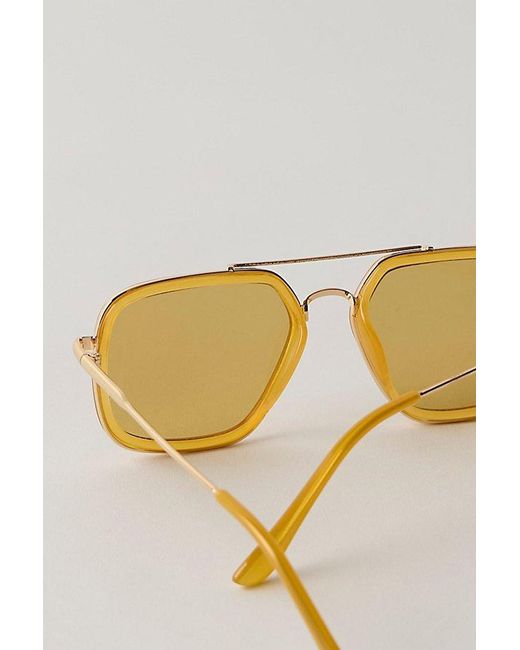 Free People Yellow Luna Classic Tinted Aviator Sunglasses