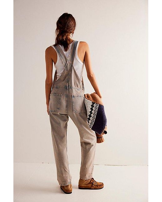 Free People Natural Ziggy Denim Overalls At Free People In Peach, Size: Xs