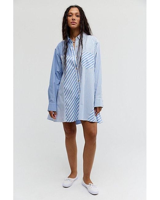 Free People Blue Oxford Club Mini Dress