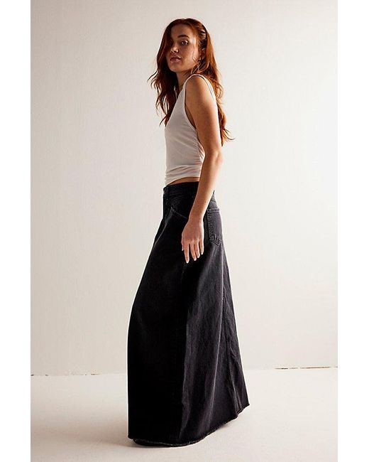 Free People Come As You Are Denim Maxi Skirt At Free People In Black, Size: Us 0