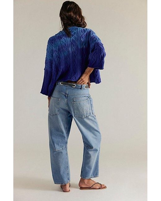 Free People Moxie Pull-on Barrel Jeans At Free People In Truest Blue, Size: 24