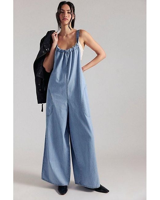 Free People Blue Freebird Jumpsuit