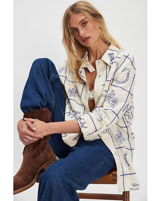 Free People Blue We The Free Have A Nice Day Top