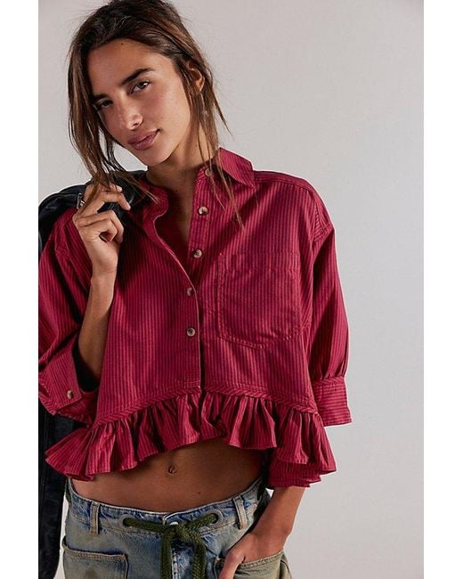 Free People Red Bailey Stripe Shirt