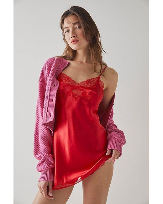 Only Hearts Red Silk Charmeuse Mini Slip