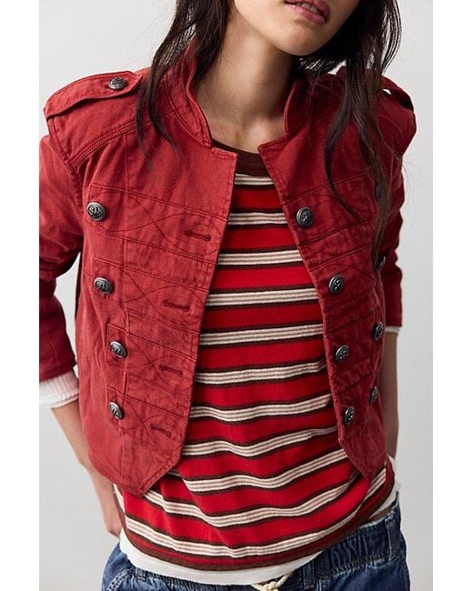 Free People Red Ryland Band Jacket