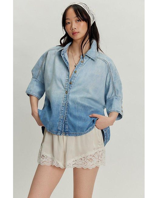 Free People Blue Seaside Denim Button Down
