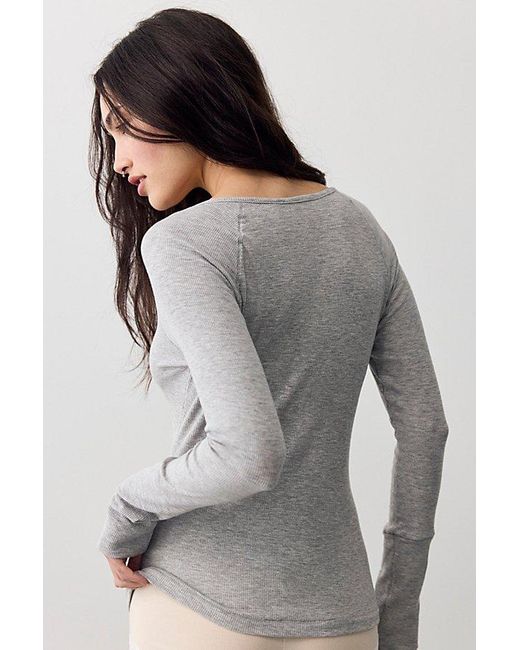 Intimately By Free People Gray Keeping It Light Ribbed Henley By