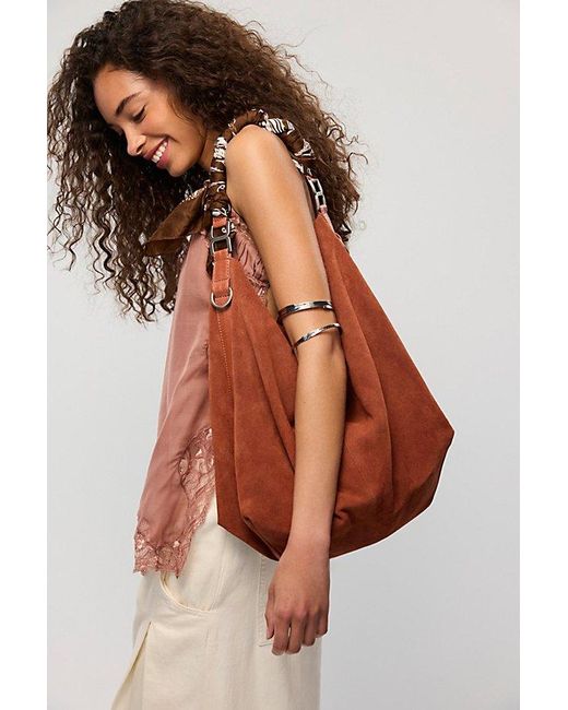 Free People Brown Suzie Suede Slouchy Tote Bag