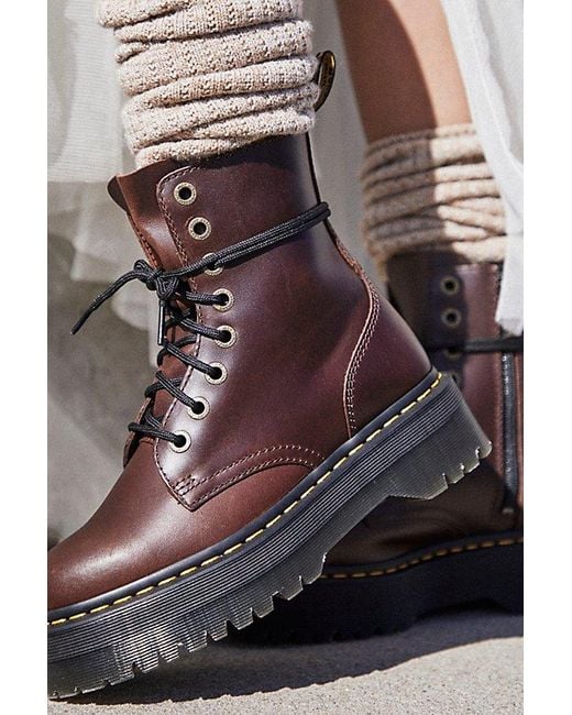Dr. Martens Gray Jadon Lace-up Boots At Free People In Dark Brown, Size: Us 7