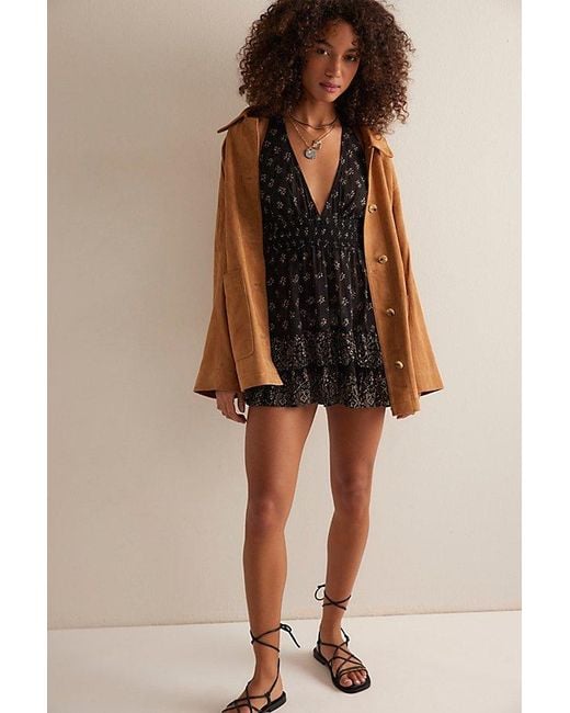 Intimately By Free People Black Happy Hour Printed Mini Slip By