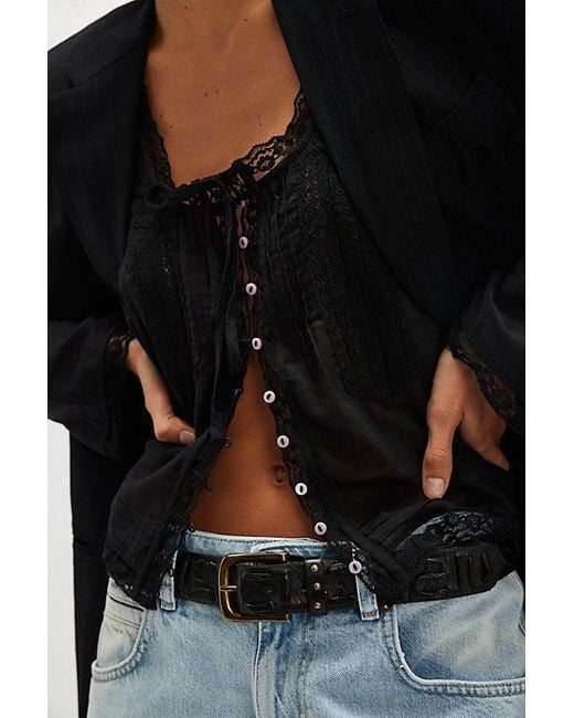 Free People Black Forevermore Long-sleeve Top