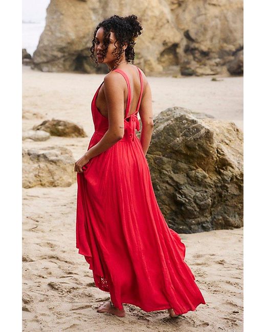 Free People Red Lost In Sunset Maxi