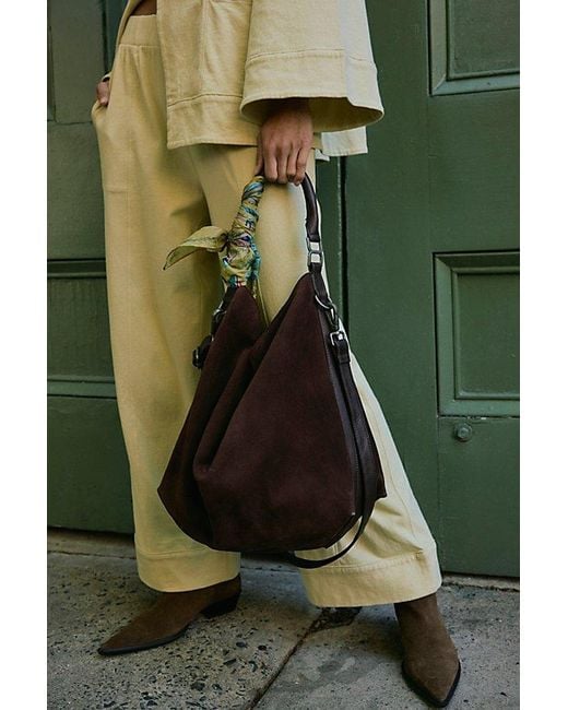 Free People Women's Green Suzie Suede Slouch Tote