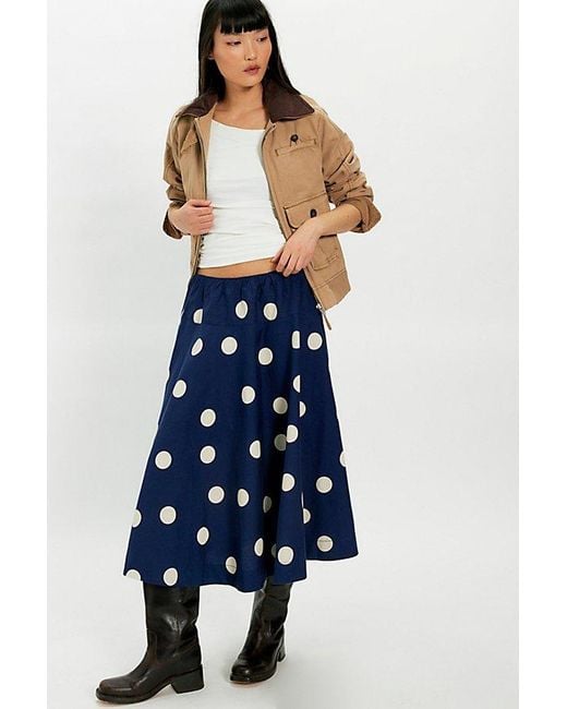 Free People Blue Betty Drop-Waist Midi Skirt