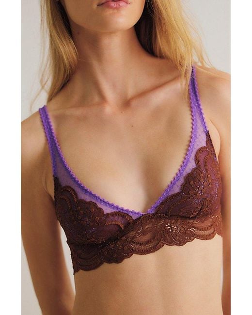 Intimately By Free People Brown Midweek Dance Lace Plunge Longline Bralette By