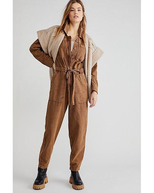 Free People Brown Quinn Coveralls