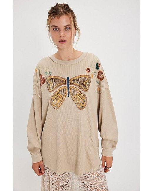 Free People Natural Velvet Wings Long Sleeve