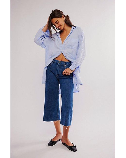 Free People Blue Frame High-rise Easy Capri Jeans