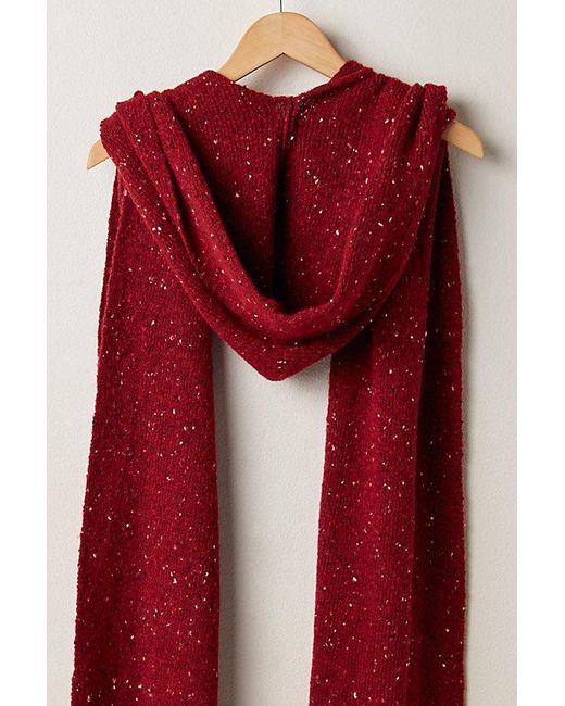Free People Red Wrap Me Up Hooded Scarf
