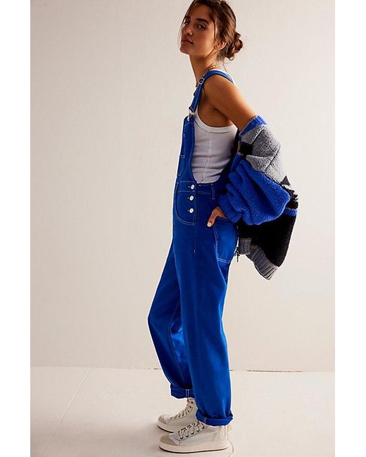 Free People Ziggy Denim Overalls At Free People In Brady Blue, Size: Small