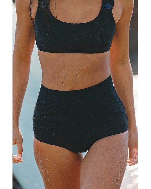 Seea Black Georgia High-Waisted Surf Bottoms
