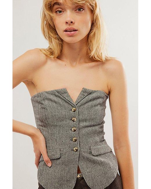Free People Gray Jamie Tube Top At In 70s Combo, Size: Large