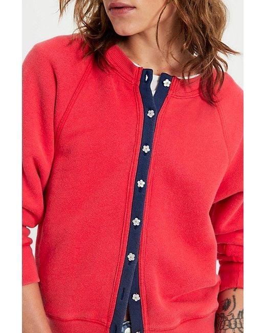 Free People Red Junior Solid Sweatshirt Cardi