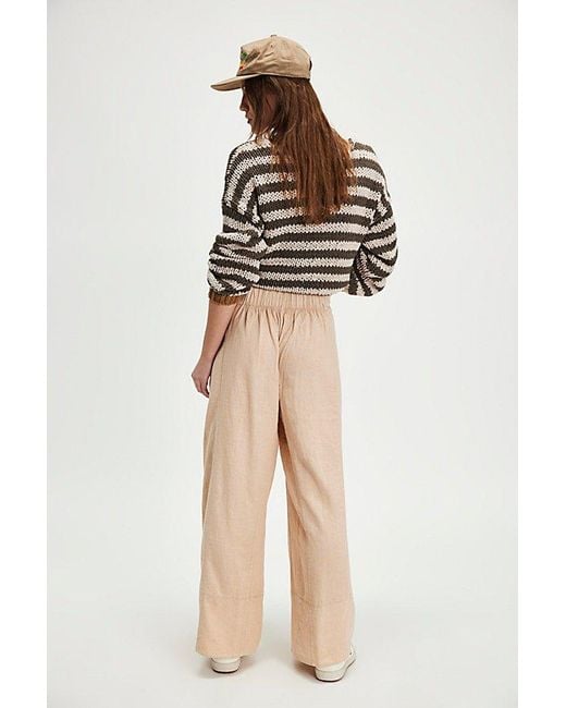 Free People Multicolor Day's End Linen Pull-On Pants