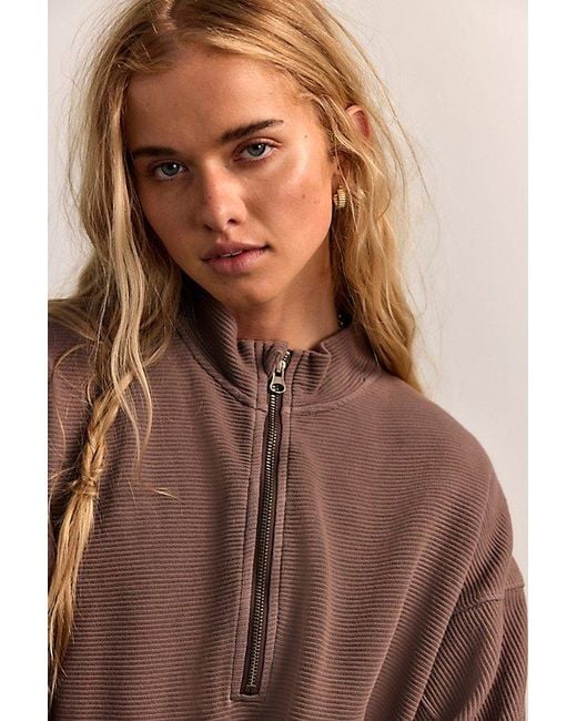 Free People Brown Celeste Quarter Zip