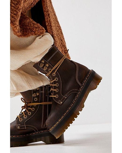 Dr. Martens Jadon Archive Boots At Free People In Dark Brown Crazy Horse, Size: Us 6