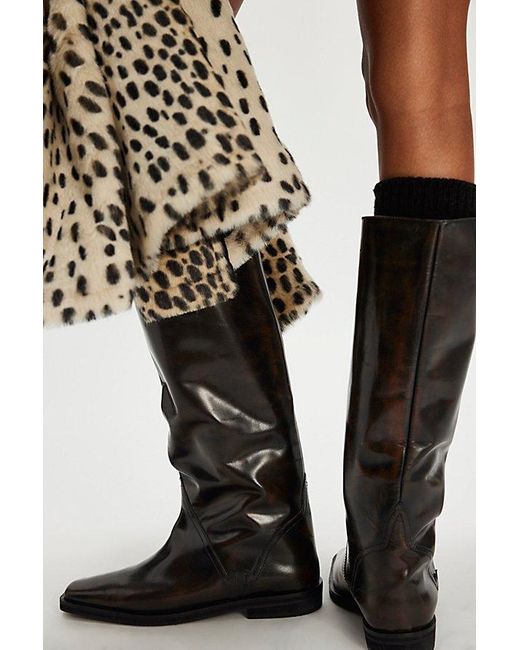 Free People Western-Inspired Knee-High Leather Boots in Black | Lyst