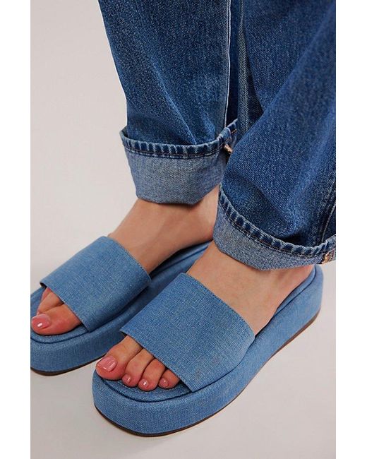 SCHUTZ SHOES Blue Sun Drenched Slide Sandals