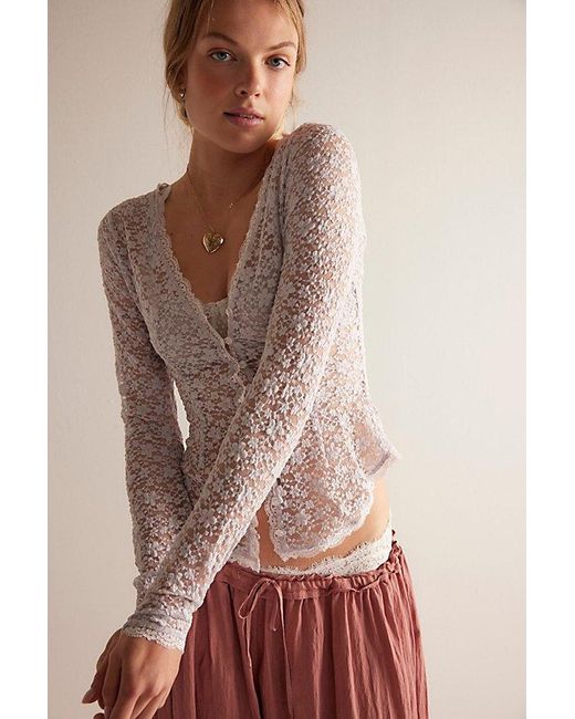Free People Brown Lara Lace Top