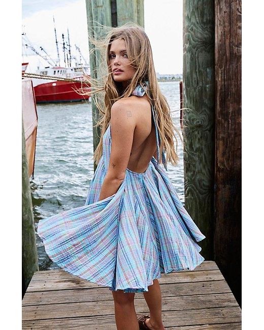 Free People Blue Godet Craze Mini Dress