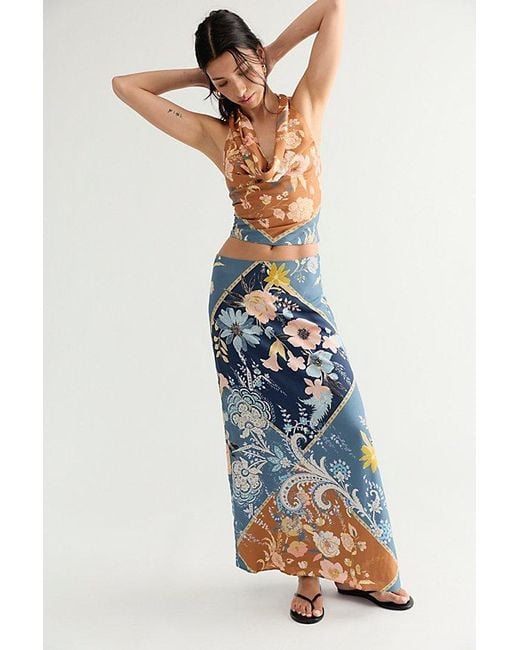 Free People Blue Dazzled Maxi Skirt Set