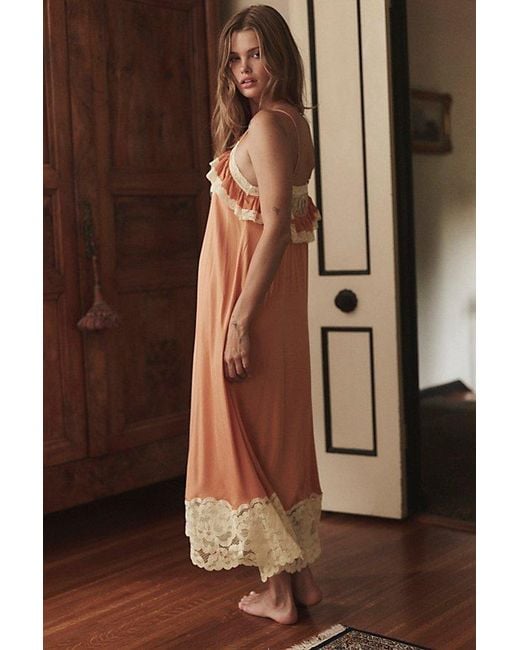 Intimately By Free People Brown Sweet Heirloom Maxi Slip Dress By