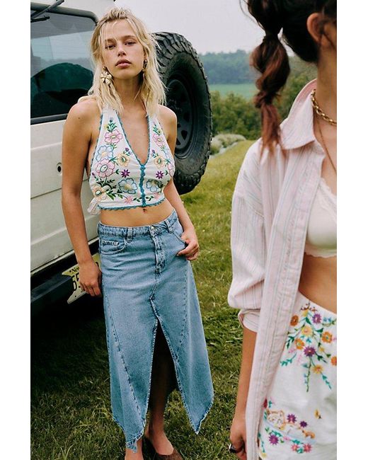 Free People Blue Aquarius Maxi Skirt