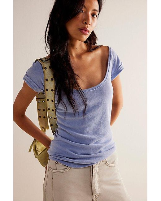 Free People Blue Bout Time Tee At Free People In Twinkling Perry, Size: Xs