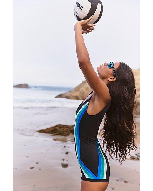 Resin Obsidian Multicolor Colorblock Short Surf One-Piece