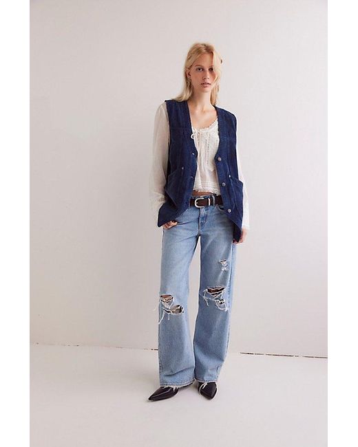 Free People Blue We The Free Valerie Cord Vest