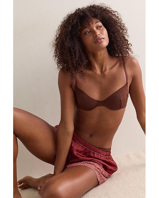 Intimately By Free People Brown Smooth Talking Lace Demi Underwire Bra By
