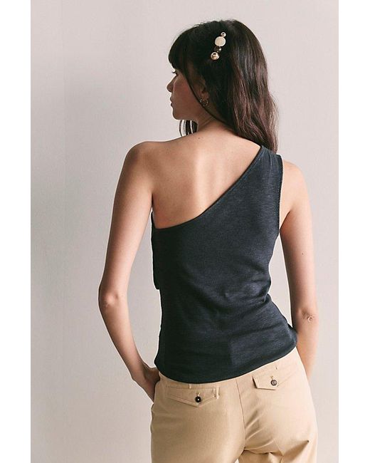 Free People Black Beach To Bar One-Shoulder Top