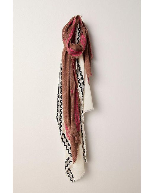 Free People Natural Santa Rosa Embroidered Scarf