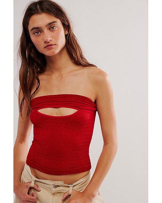 Free People Red Meet You There Tube Top