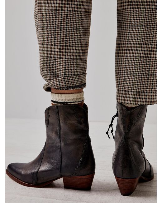 Free People Leather New Frontier Western Boot in Carbon (Black) Lyst