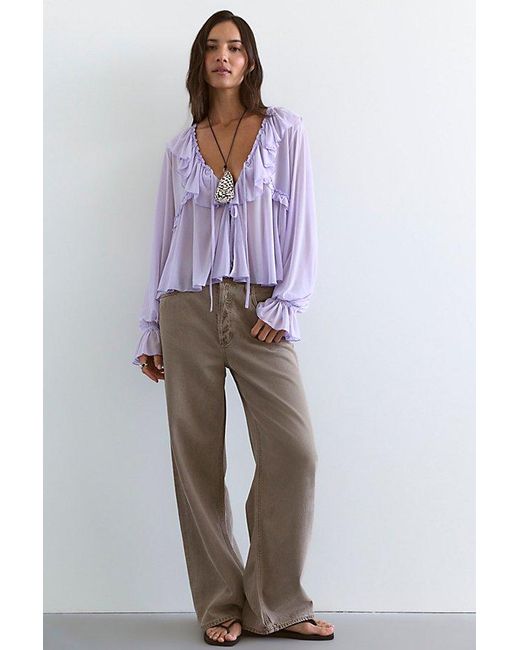 Free People Purple Fearless Long Sleeve Top