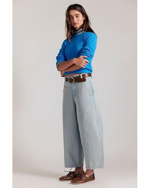 Free People Blue Lay Down Chino Trousers