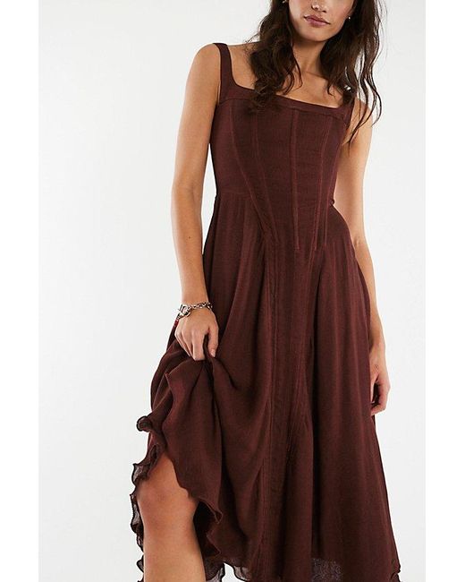 Urban Outfitters Brown Honeymoon Midi Dress