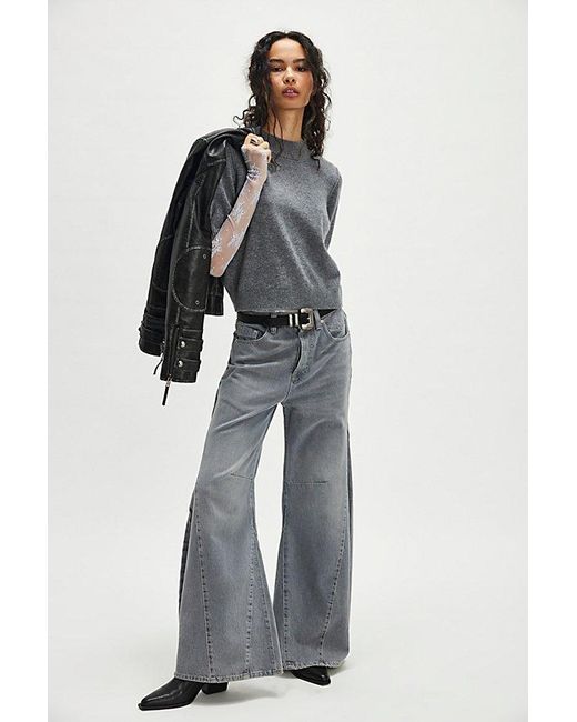 Free People Gray Solid Twilight Cashmere Turtleneck Sweater